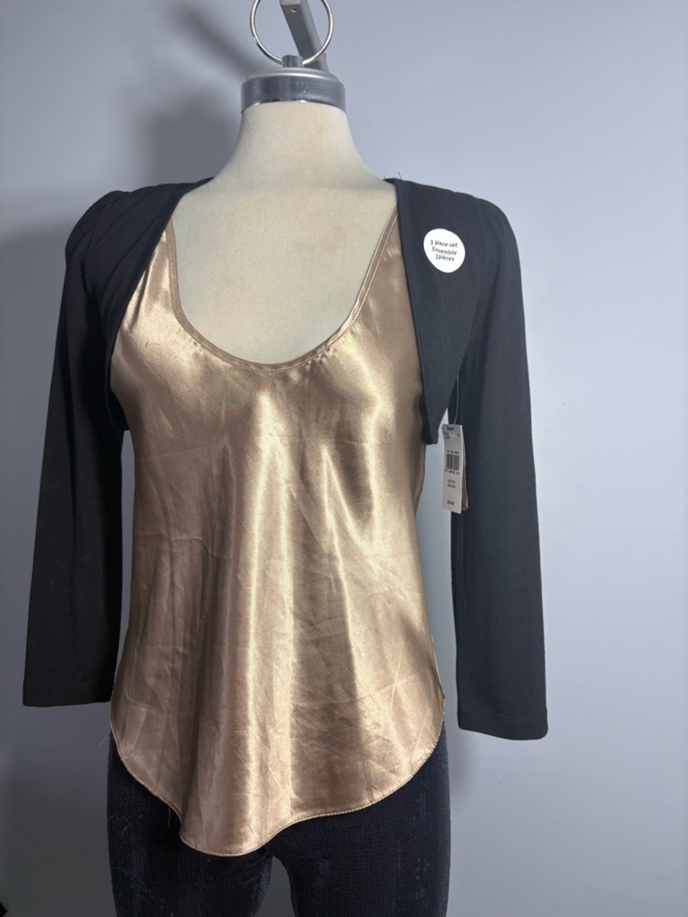Sears Black Long Sleeve Crop Top Size M